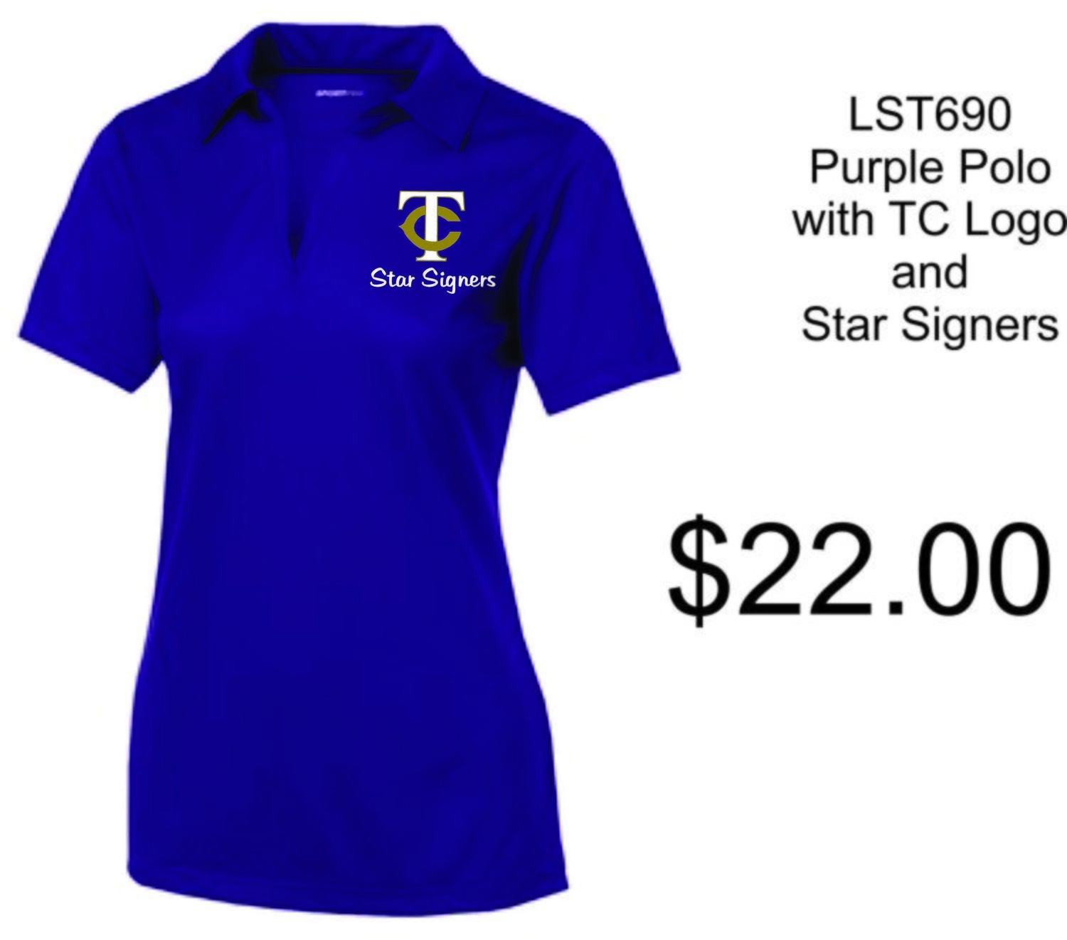 TCHS Star Signers Purple  Sport-Tek® Ladies PosiCharge® Active Textured Polo