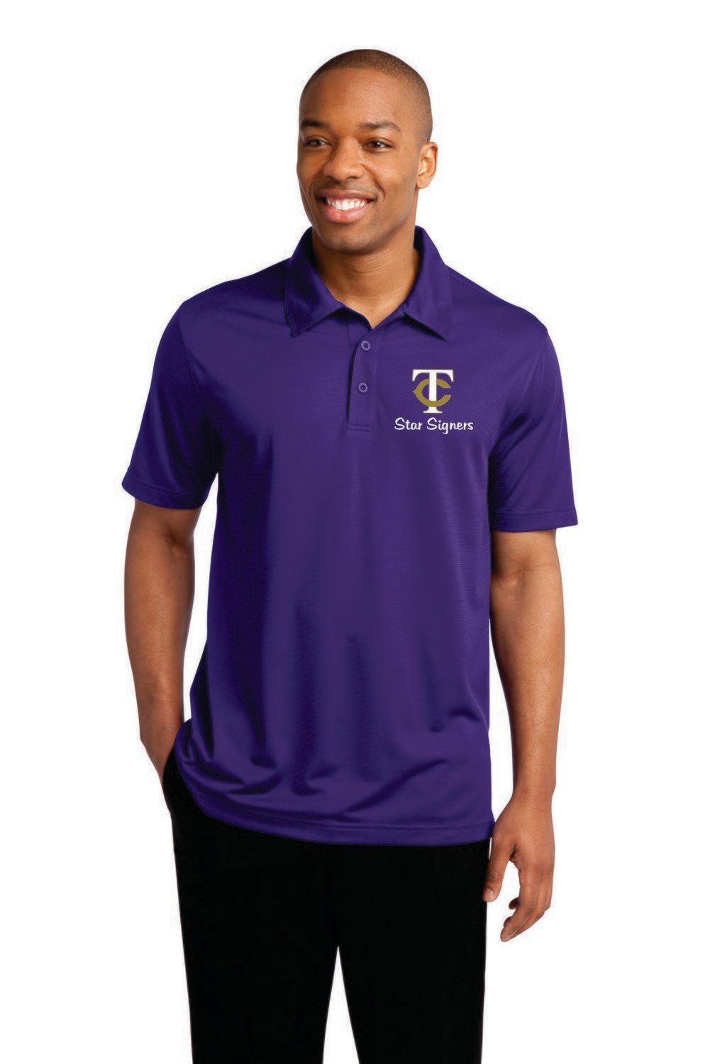 TCHS Star Signers Purple  Sport-Tek® Mens PosiCharge® Active Textured Polo