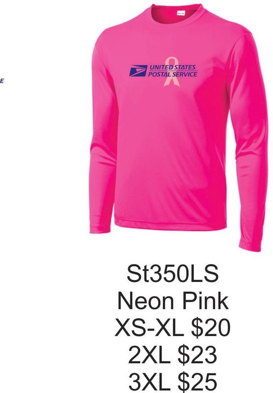 USPS Sport-Tek Men&#39;s Pink Out Long Sleeve Tee