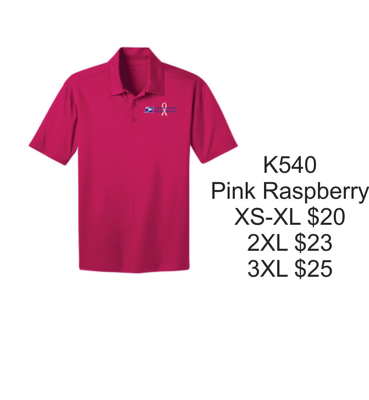 USPS Sport-Tek Men&#39;s Pink Out Short Sleeve Polo