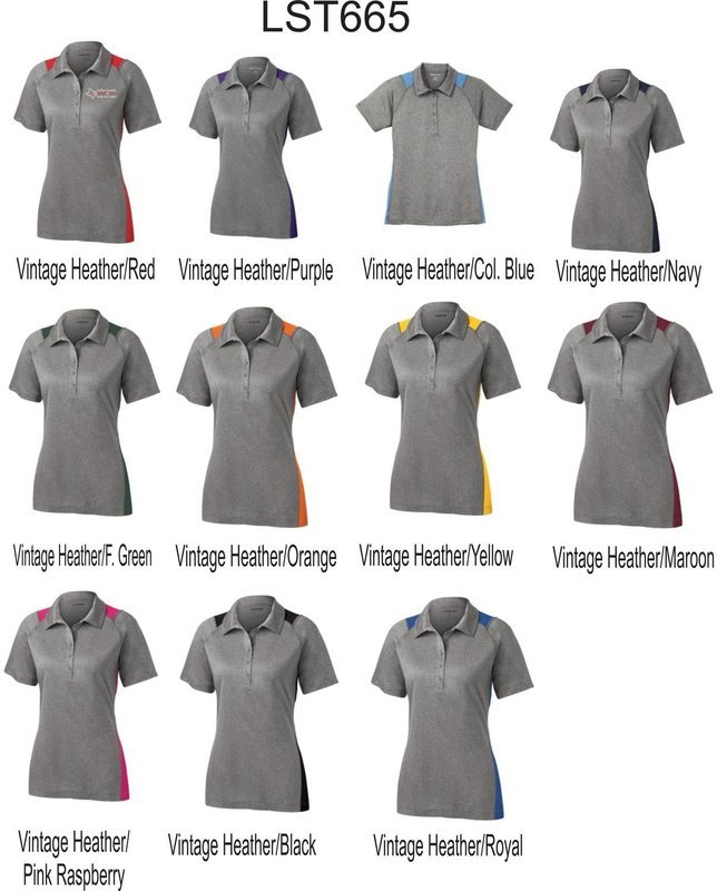 KFM Sport-Tek® Ladies Heather Colorblock Contender™ Polo