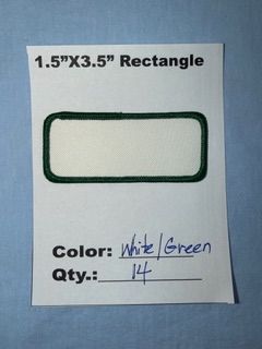 1.5" X 3.5" RECTANGLE PATCH WHITE/GREEN 14 @ 9.50
