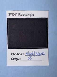 3" X 4" RECTANGLE PATCH BLACK/BLACK 25 @ 18.75