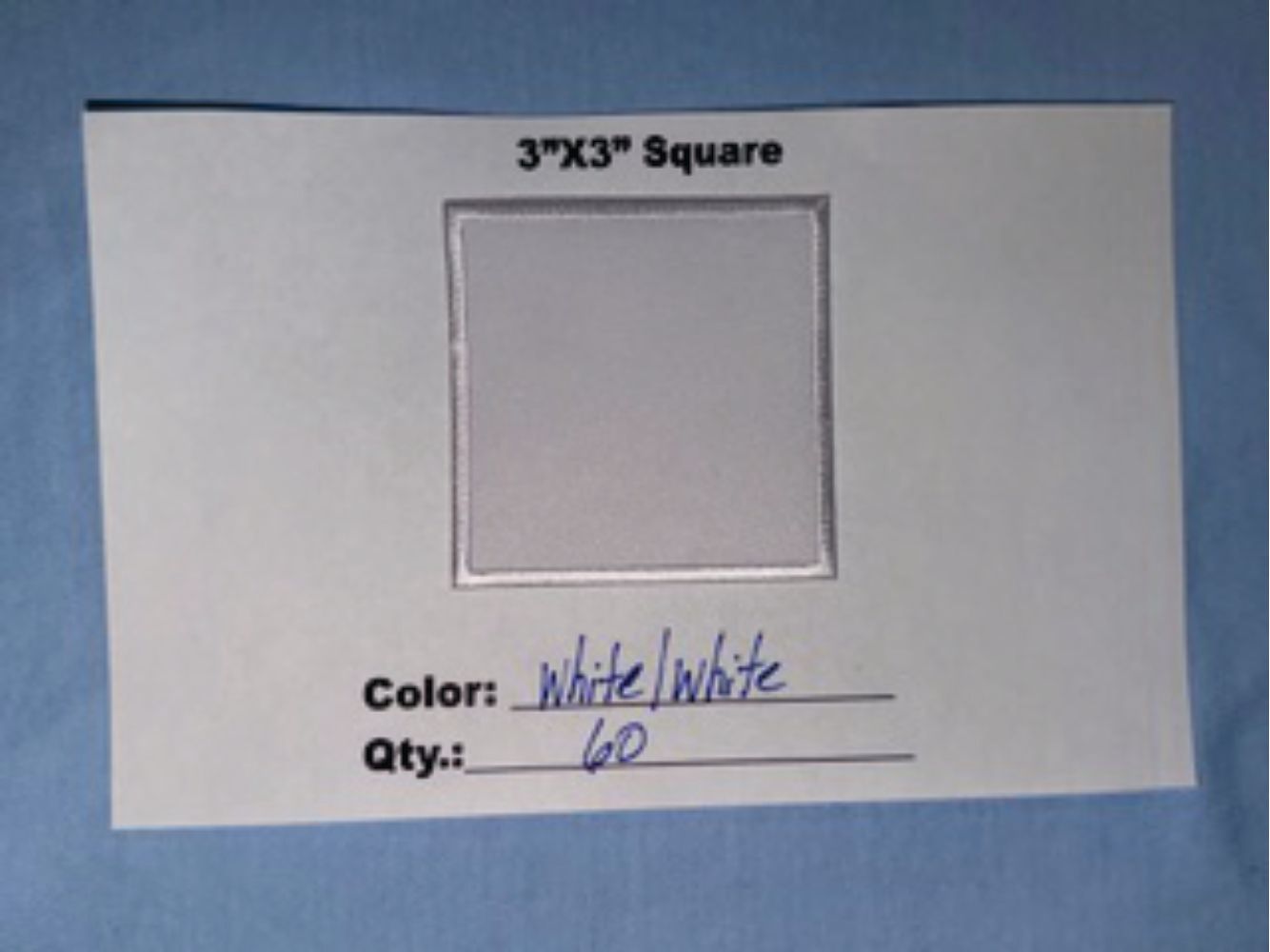 3" SQUARE PATCH WHITE/WHITE 25 @ 15.00