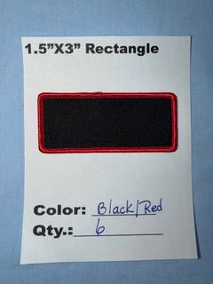 1.5" X 3" RECTANGLE PATCH BLACK/RED 6 @ 3.50