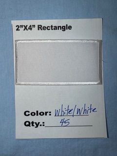 2" X 4" RECTANGLE PATCH WHITE/WHITE 25 @ 18.75