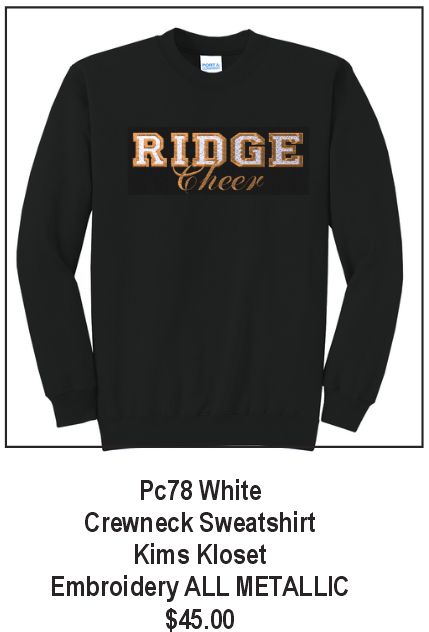RIDGE Cheer Crewneck Sweatshirt (Black with Embroidery)