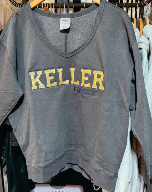 KHS Cheer Sweatshirt with Full Front Embroidery in Metallic Thread