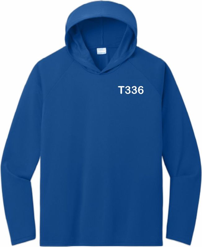 T336 Port &amp; Co™ Performance Pullover Hooded Tee (True Royal) T336 in white embroidery