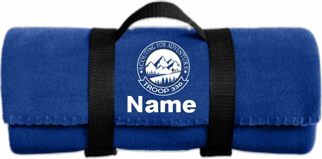 T336 Port Authority® Value Fleece Blanket with Strap (Royal) w/Logo in White Embroidery