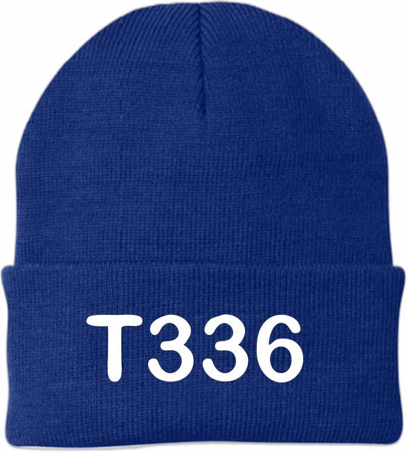 T336 Port Authority® Knit Cap (Royal) w/T336 in white embroidery