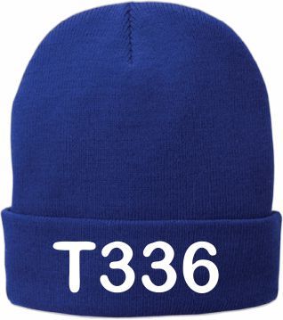 T336 Port Authority® Fleece-Lined Knit Cap (Royal) w/T336 in white embroidery