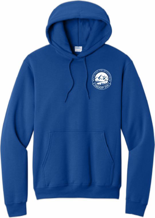 T336 Port &amp; Co™ Core Fleece Pullover Hooded Sweatshirt (True Royal) Logo in white embroidery