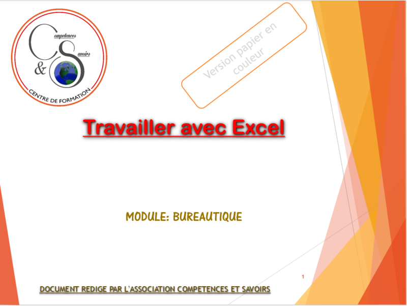 Travailler avec Excel  "version papier en couleur"