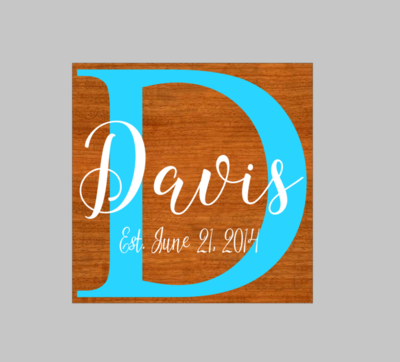 Personalized Last Name Sign - Large Initial