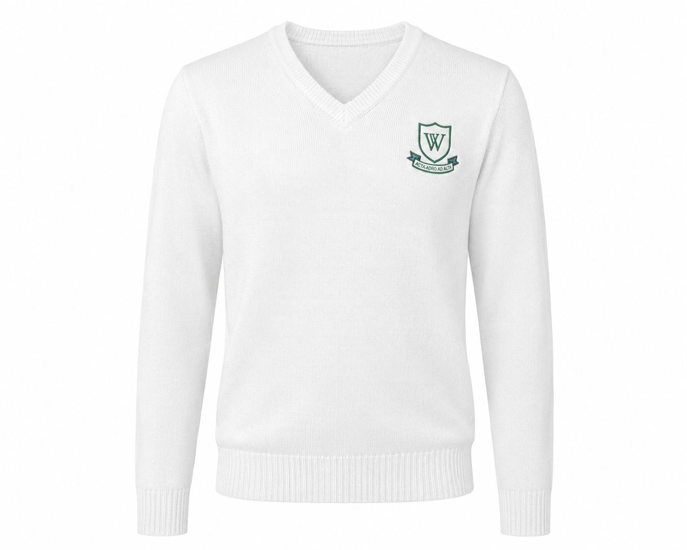 White Long Sleeve School Knit