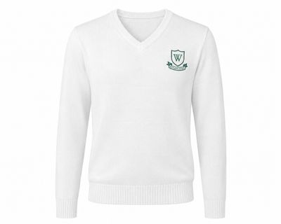 White Long Sleeve School Knit