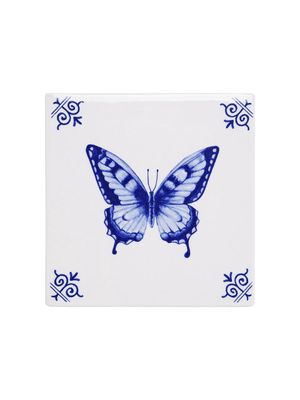 Heinen Delfts Blauw | Tegel Vlinder - 13cm