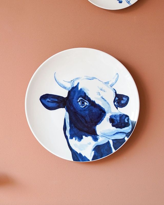 Heinen Delfts Blauw | Wandbord Koe - 31cm