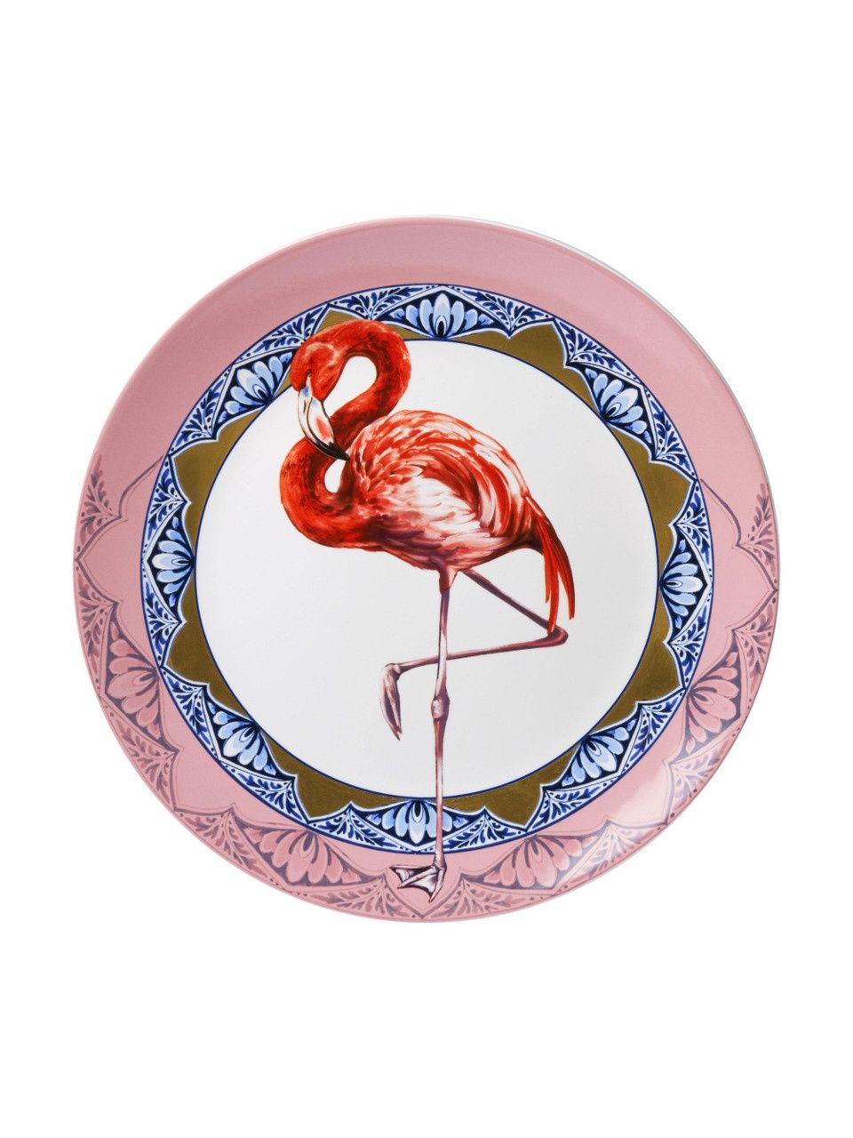 Heinen Delfts Blauw | Wandbord Mandala flamingo - 31cm