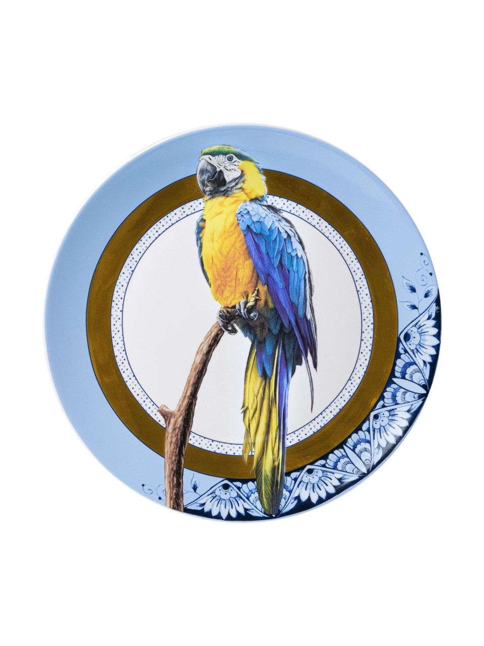 Heinen Delfts Blauw | Wandbord Mandala Papegaai - 31cm