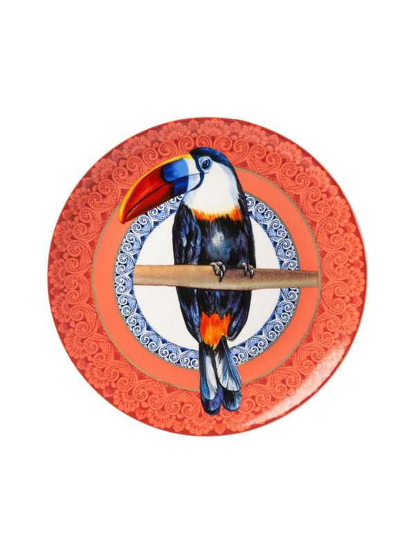 Heinen Delfts Blauw | Wandbord Mandala Toekan - 26cm