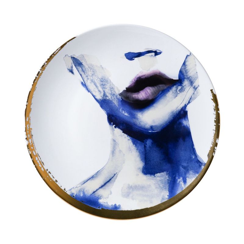 Heinen Delfts Blauw | Wandbord Victoria Verbaan Miss Lips - 31cm