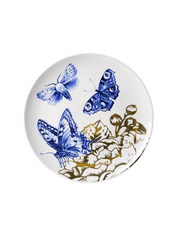 Heinen Delfts Blauw | Wandbord Insecten Vlinders - 26cm