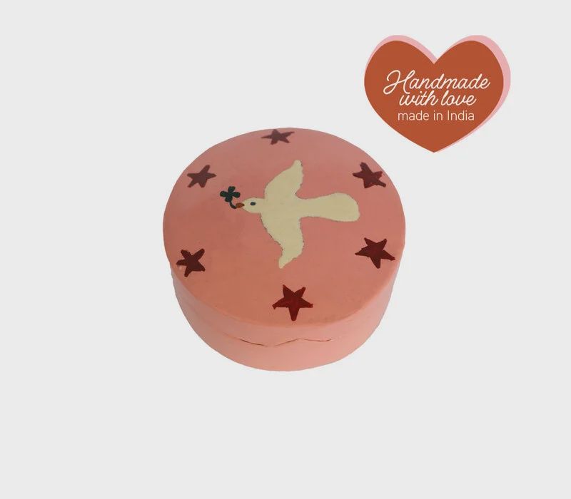 All the luck in the world | Opbergdoosje roze met duif