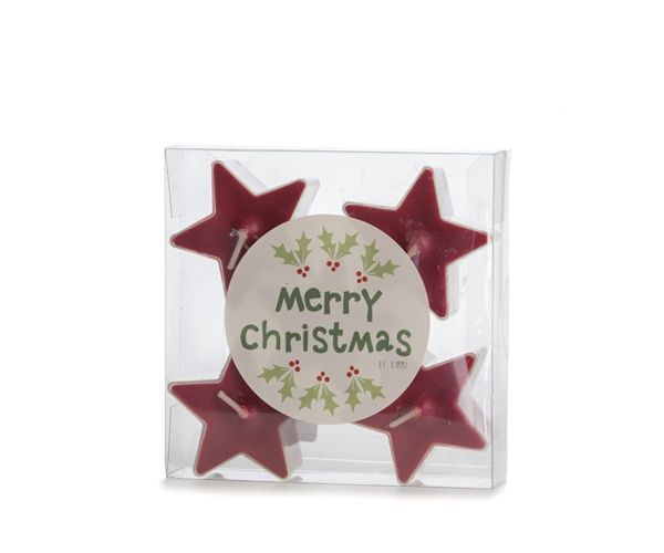 Rustik Lys I Waxinelichtjes ster I div. kleuren, Colour: Wine red