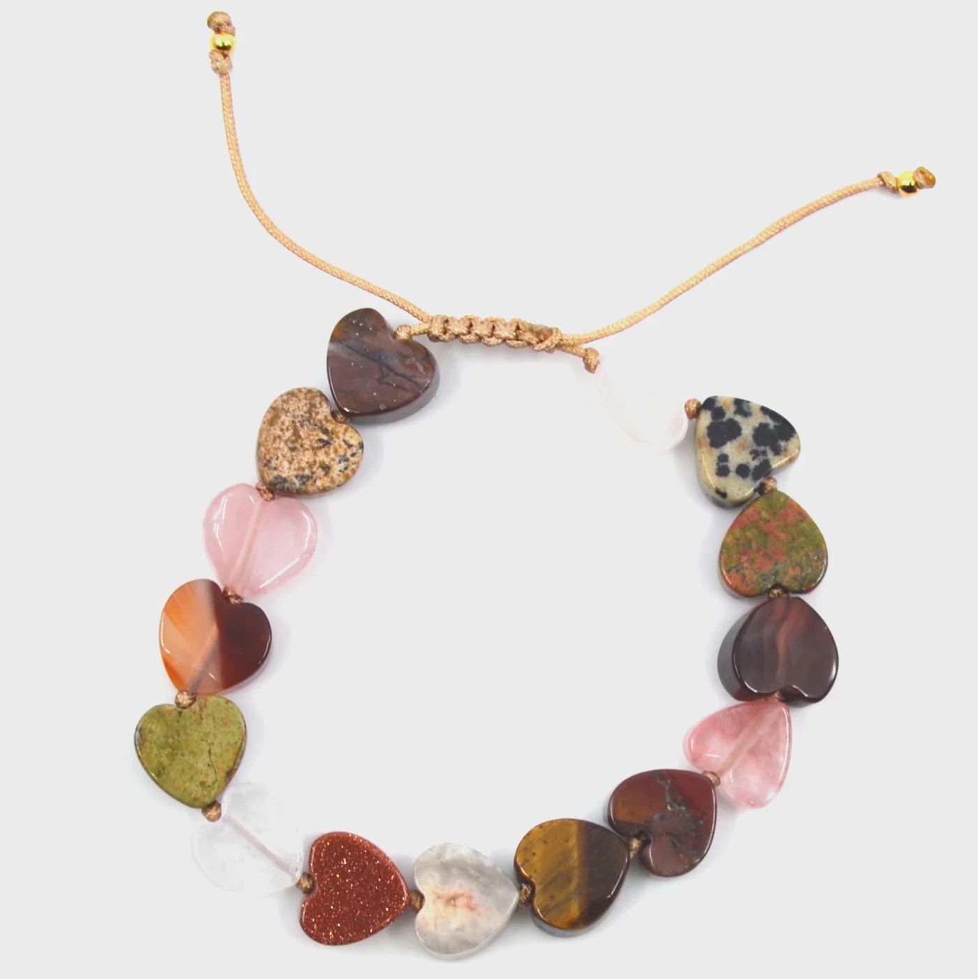 Berts Sieraden | Armband hartjes edelsteen, Colour: Naturel