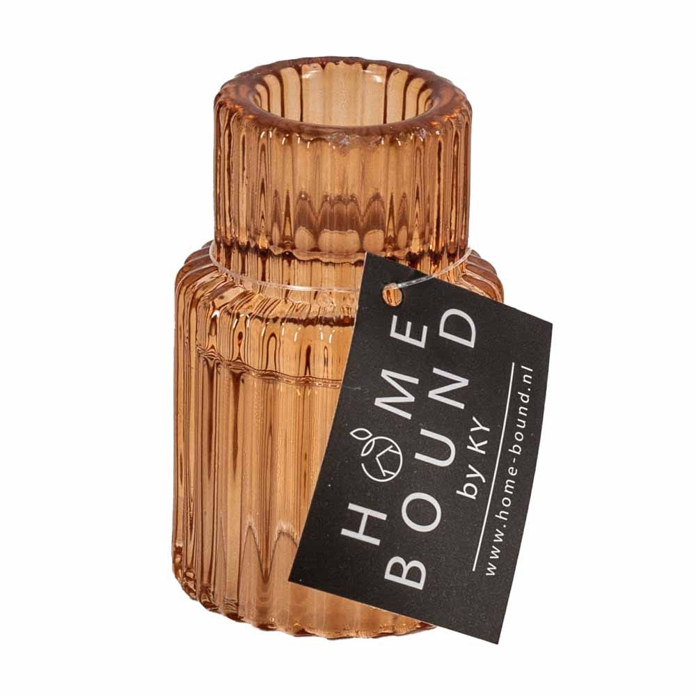 Homebound I Kandelaar geribbeld glas oranje