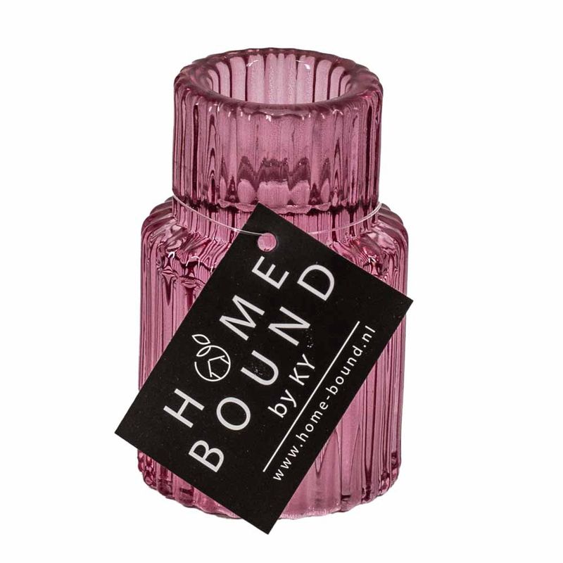 Homebound I Kandelaar geribbeld glas roze