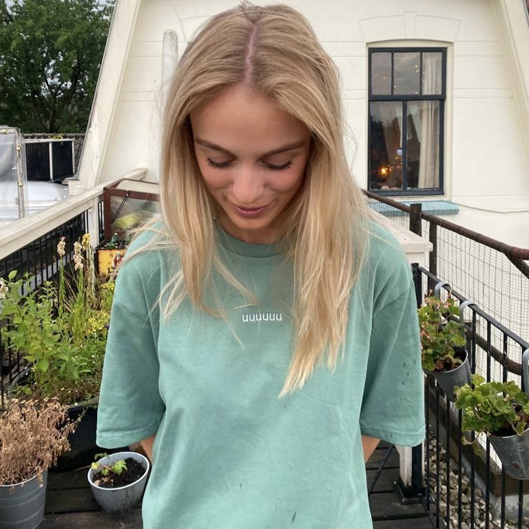 Klötje I T-shirt UUUUUUU groen met witte letters