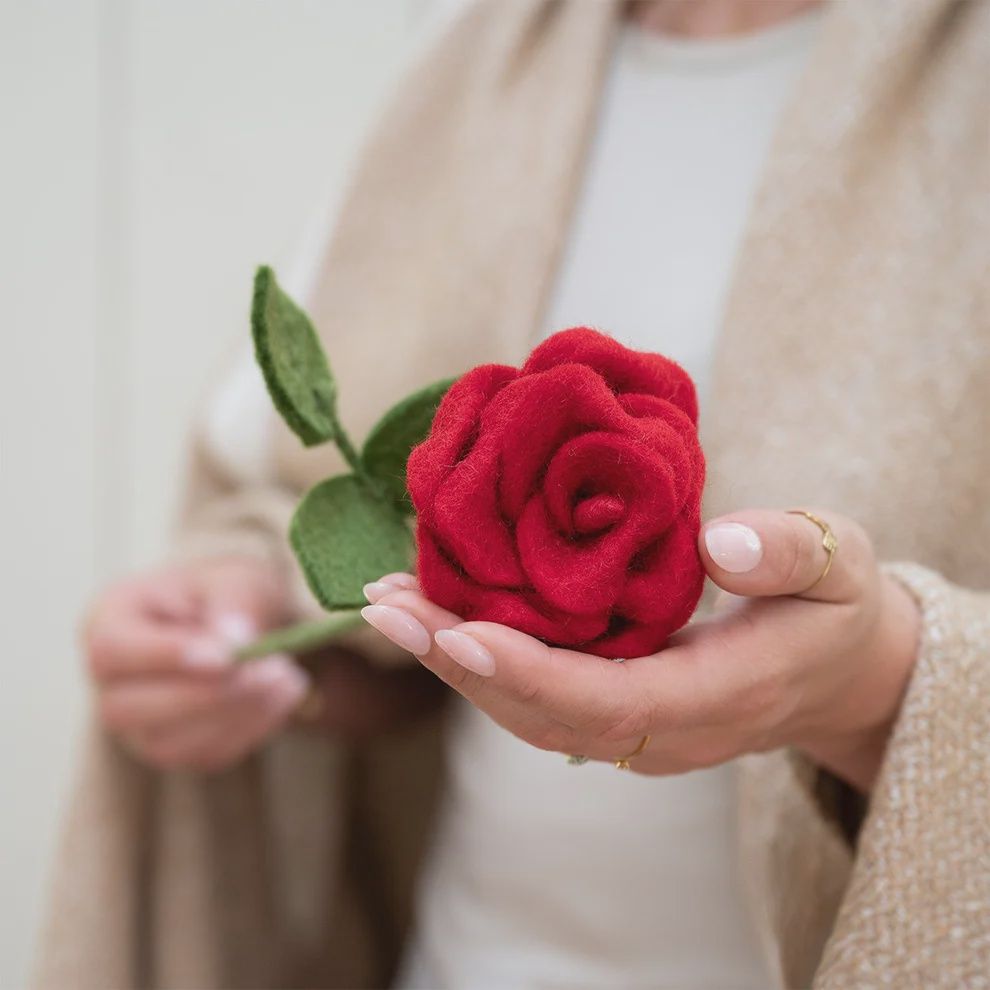 Sjaal met Verhaal I Bloem Roos (diverse kleuren), Kleur: Rood