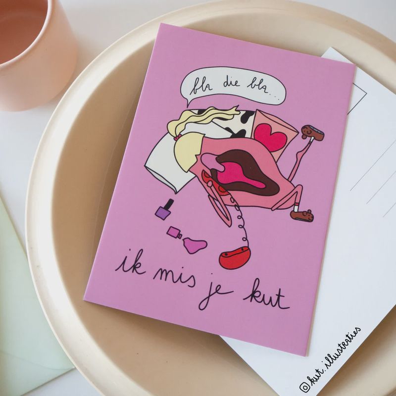 KUT.illustraties | Kaart Ik mis je kut