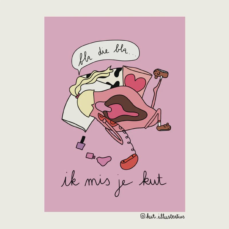 KUT.illustraties | Kaart Ik mis je kut