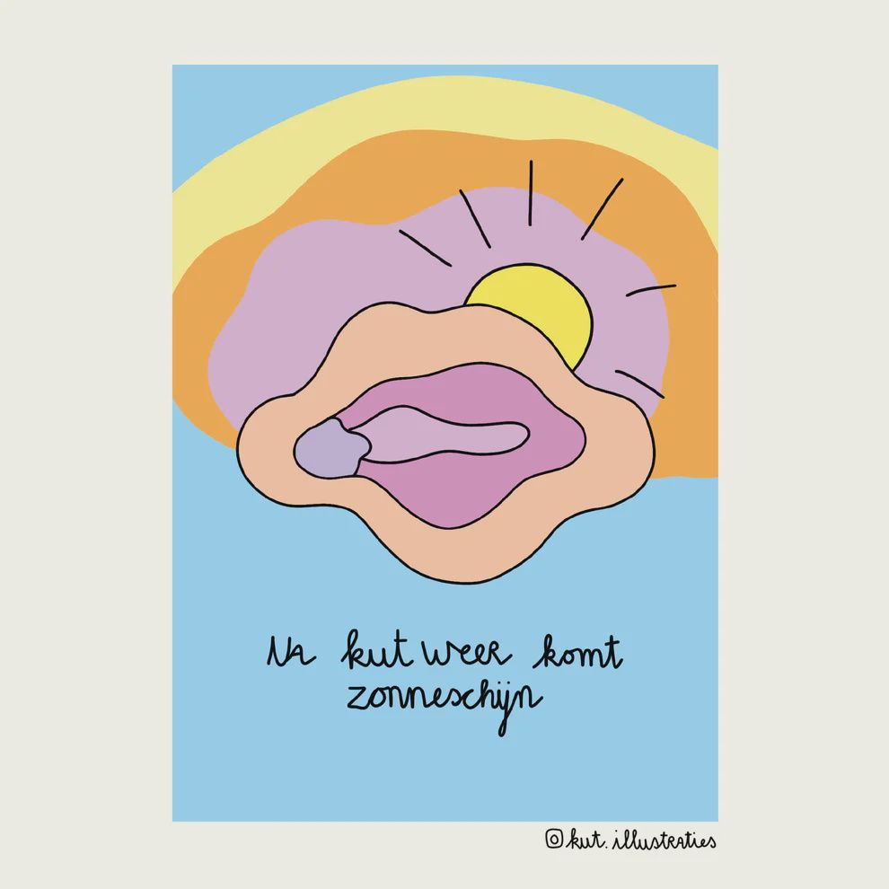 KUT.illustraties | Kaart Na kut weer komt zonneschijn