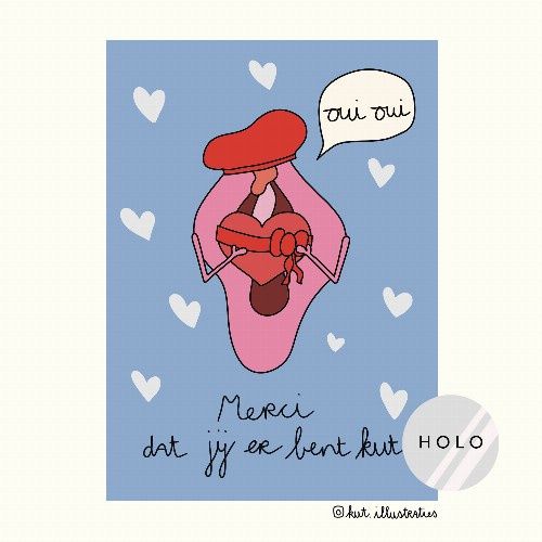 KUT.illustraties | Kaart Merci dat jij er bent kut