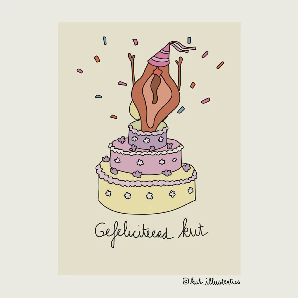 KUT.illustraties I Kaart Gefeliciteerd kut