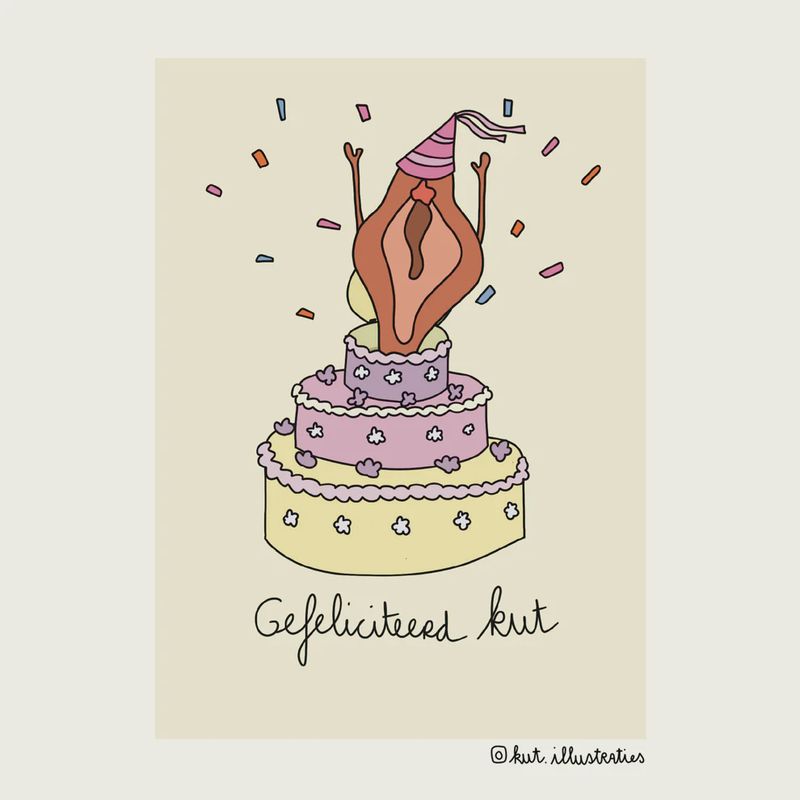 KUT.illustraties I Kaart Gefeliciteerd kut