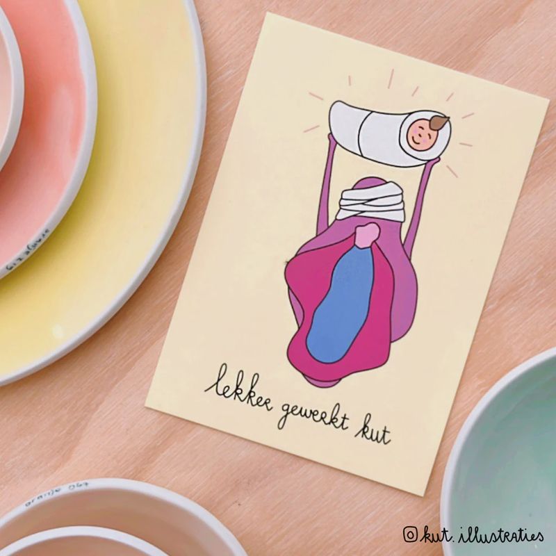 KUT.illustraties I Kaart Lekker gewerkt kut