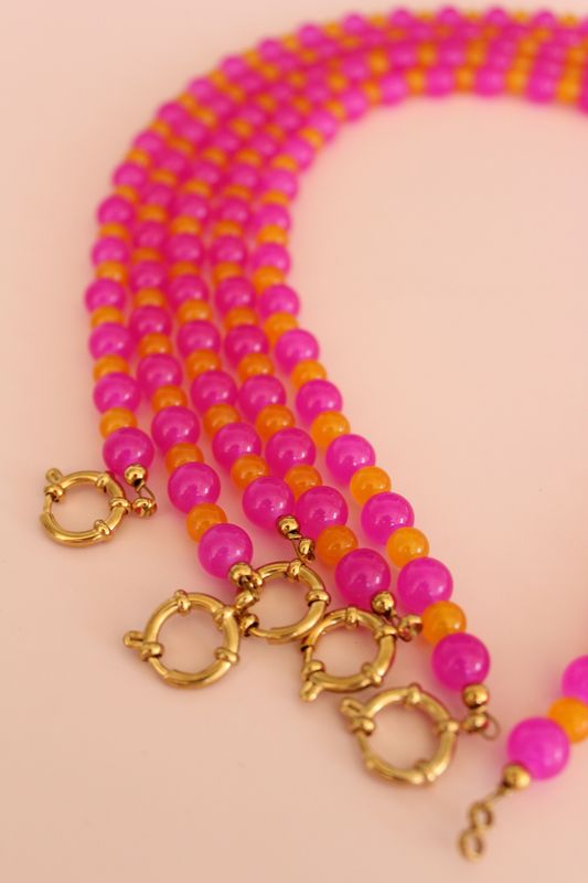Kralenketting roze/oranje