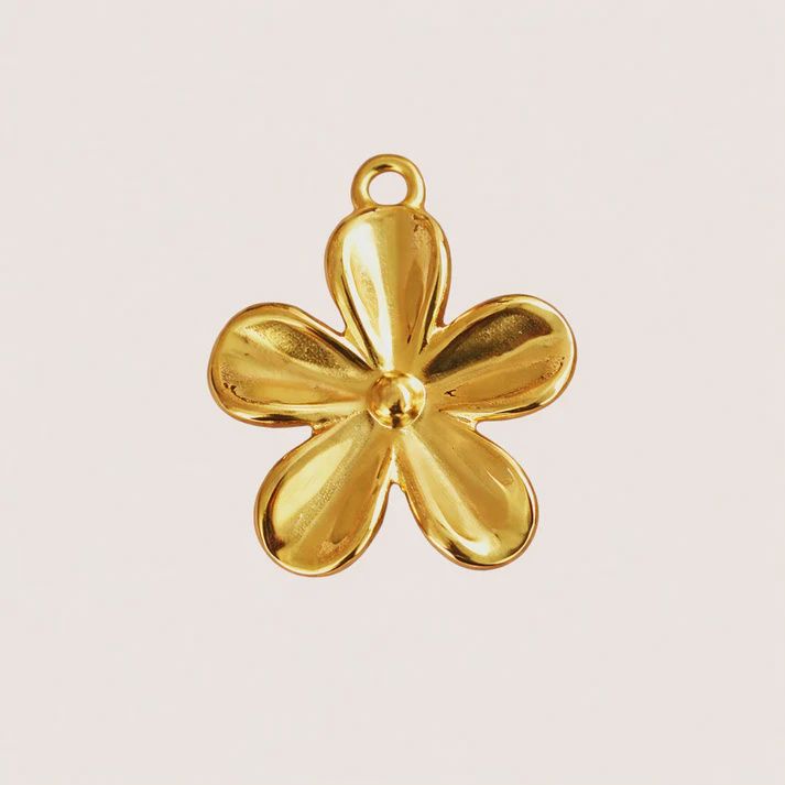 Kralenketting roze/oranje, Gouden bedel: Bloem