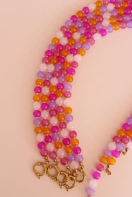 Kralenketting oranje/roze/paars/wit