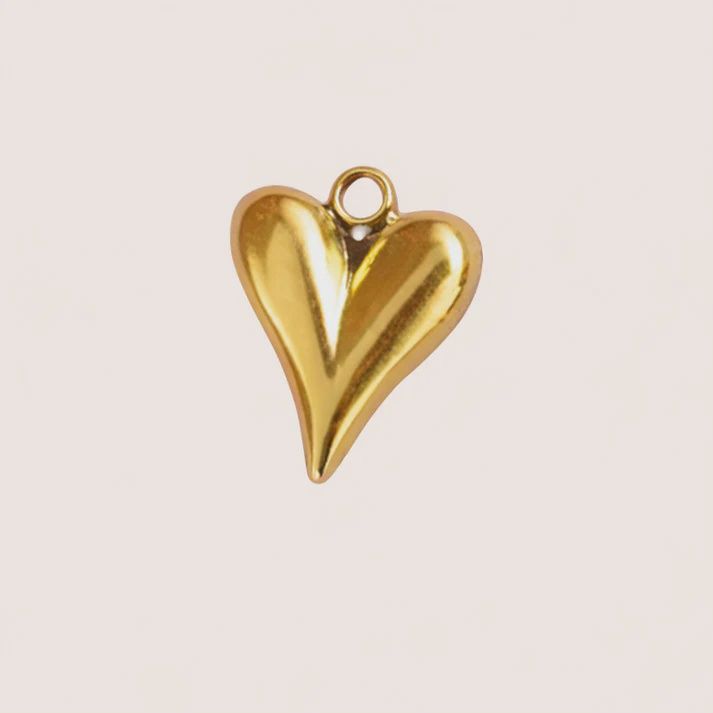 Kralenketting paars/roze/lichtblauw/geel/oranje, Gouden bedel: Hart