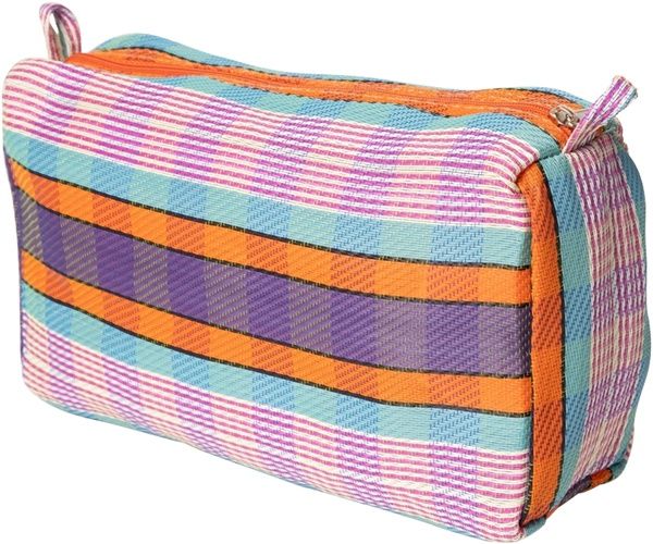Toilettas paars/oranje/blauw/roze strepen
