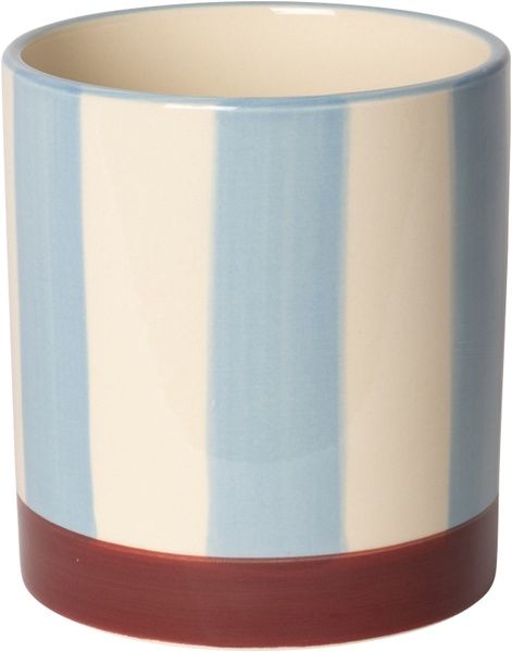 Bloempot strepen blauw/burgundy ø10 cm