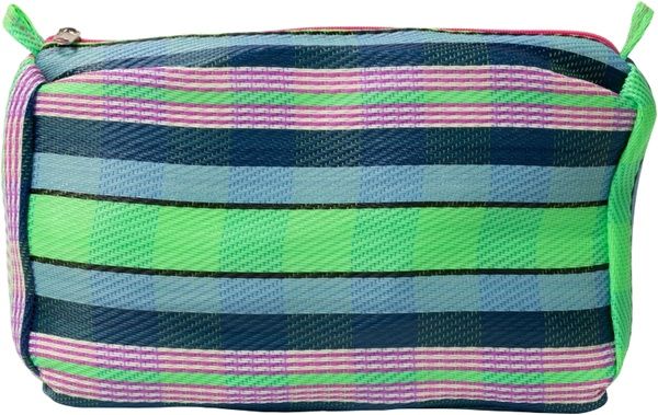 Toilettas groen/blauw/roze strepen