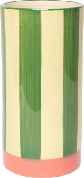 Vaas strepen groen/lichtgroen 20xø10 cm